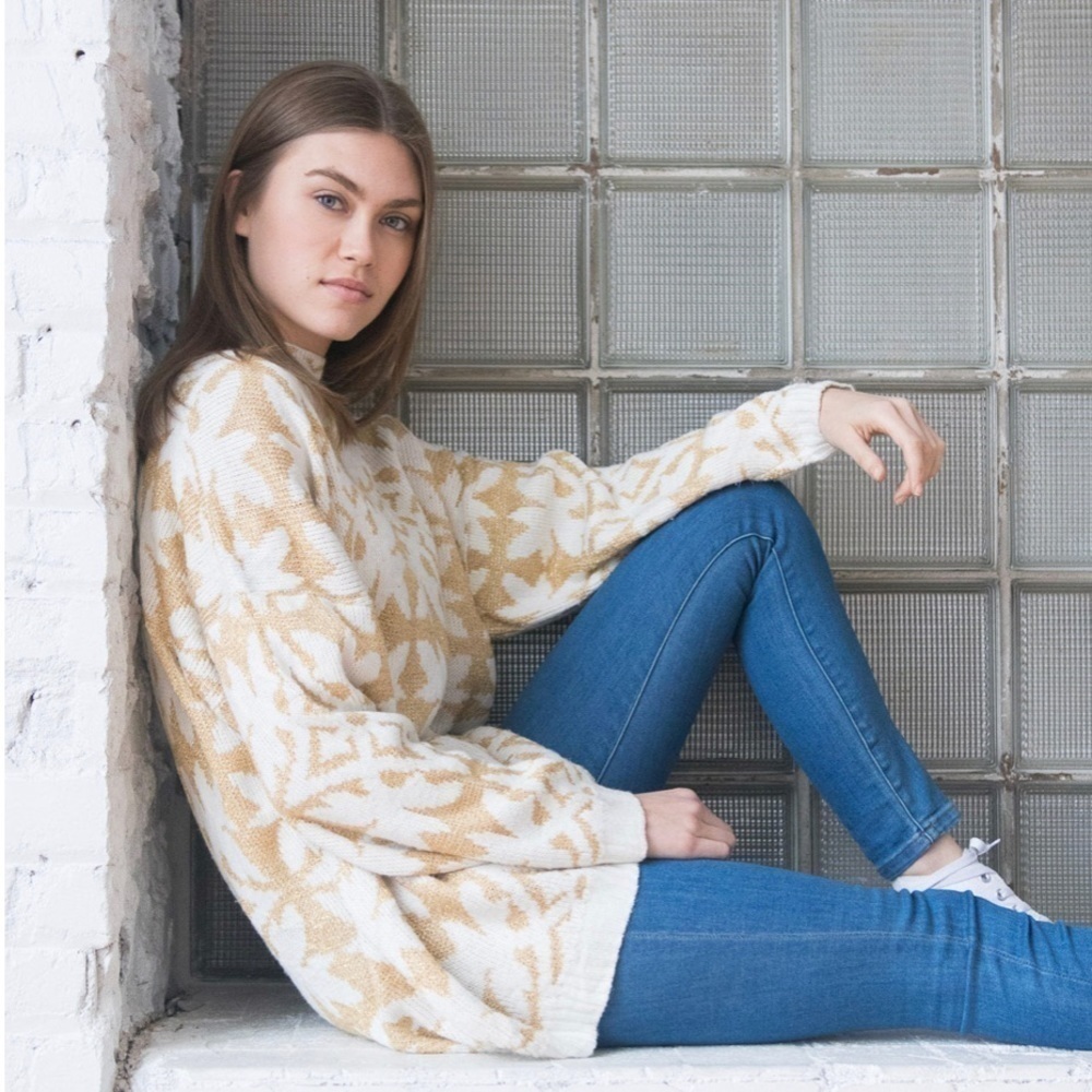 GOLD Vintage 80s Geometric Sweater Medium Large